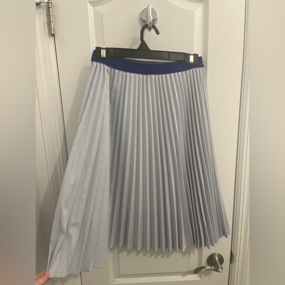 YAL Women’s Navy Pleated Striped midi skirt - Picture 3 of 4